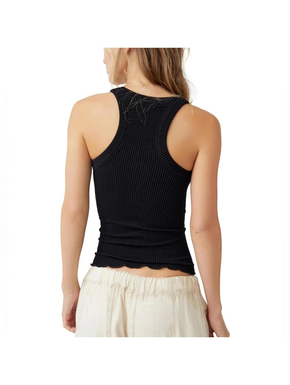 Free People Black Ribbed Racerback Tank - Picture 2 of 4